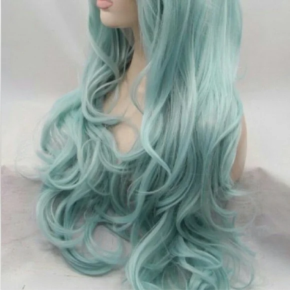 22” 2 Tones Ombre Green Lacefront Wig NEW Amazon.com: haha Green Ombre Lace Front Wig Human Hair  main image 2
